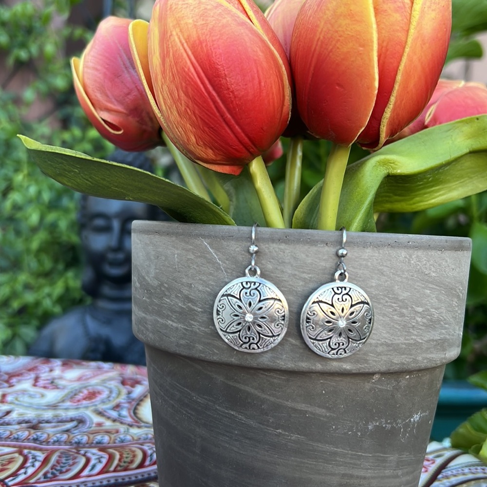 Brighton French Wire Floral Medallion Earrings